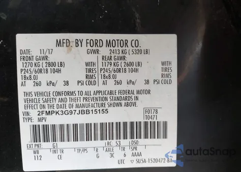 2018 Ford Edge Se from USA, damaged, VIN 2FMPK3G97JBB15155